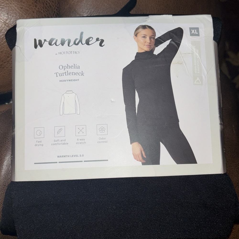 Women’s wander by hottotties seamless thermal turtleneck top black XL